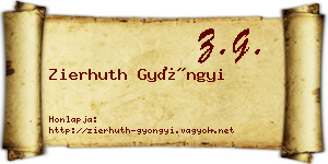 Zierhuth Gyöngyi névjegykártya